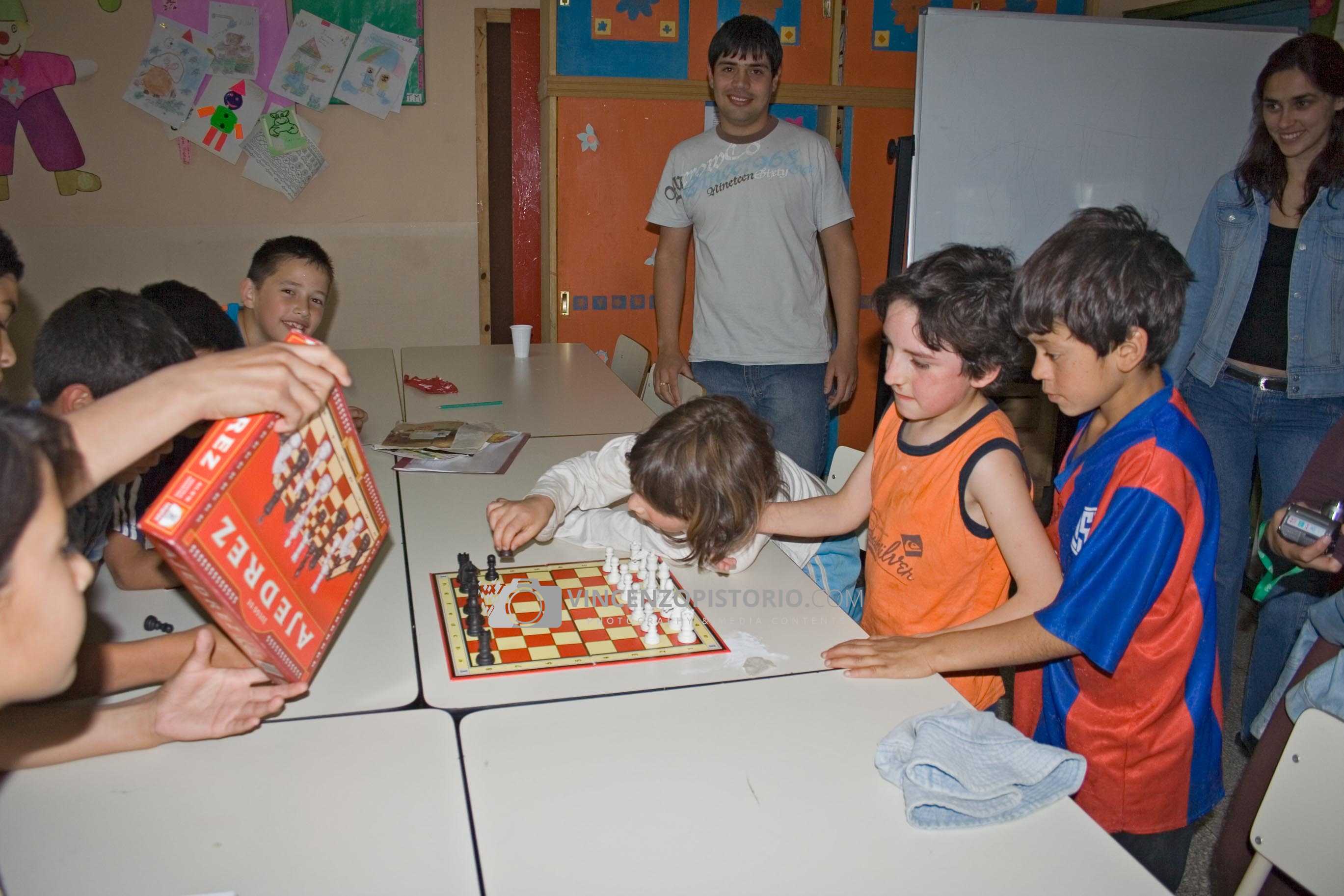 Guys playing chess